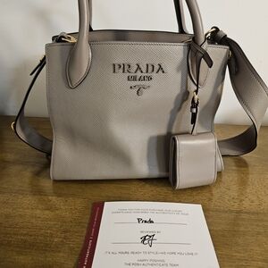 Prada Taupe Leather Handbag
